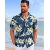 imageCOOFANDY Mens Hawaiian Shirts Short Sleeve Tropical Button Down Shirts Floral Summer Beach ShirtBlack  White Leaf