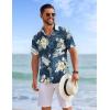 imageCOOFANDY Mens Hawaiian Shirts Short Sleeve Tropical Button Down Shirts Floral Summer Beach ShirtBlack  White Leaf