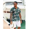 imageCOOFANDY Mens Hawaiian Shirts Short Sleeve Tropical Button Down Shirts Floral Summer Beach ShirtGreen  Khaki Flower