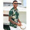 imageCOOFANDY Mens Hawaiian Shirts Short Sleeve Tropical Button Down Shirts Floral Summer Beach ShirtGreen  Palm Tree