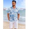 imageCOOFANDY Mens Hawaiian Shirts Short Sleeve Tropical Button Down Shirts Floral Summer Beach ShirtLight Blue  Plam Leaf