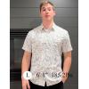 imageCOOFANDY Mens Hawaiian Shirts Short Sleeve Tropical Button Down Shirts Floral Summer Beach ShirtLight Blue  White Leaf