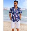 imageCOOFANDY Mens Hawaiian Shirts Short Sleeve Tropical Button Down Shirts Floral Summer Beach ShirtNavy Blue  Flamingo