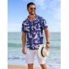imageCOOFANDY Mens Hawaiian Shirts Short Sleeve Tropical Button Down Shirts Floral Summer Beach ShirtNavy Blue  White Leaf