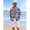 imageCOOFANDY Mens Hawaiian Shirts Short Sleeve Tropical Button Down Shirts Floral Summer Beach ShirtNavy Blue  White Leaf