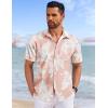 imageCOOFANDY Mens Hawaiian Shirts Short Sleeve Tropical Button Down Shirts Floral Summer Beach ShirtPink  White Flower