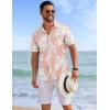 imageCOOFANDY Mens Hawaiian Shirts Short Sleeve Tropical Button Down Shirts Floral Summer Beach ShirtPink  White Flower
