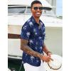 imageCOOFANDY Mens Hawaiian Shirts Short Sleeve Tropical Button Down Shirts Floral Summer Beach ShirtRoyal Blue  Palm Tree