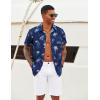 imageCOOFANDY Mens Hawaiian Shirts Short Sleeve Tropical Button Down Shirts Floral Summer Beach ShirtRoyal Blue  Palm Tree