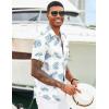 imageCOOFANDY Mens Hawaiian Shirts Short Sleeve Tropical Button Down Shirts Floral Summer Beach ShirtWhite  Blue Leaves