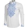 imageCOOFANDY Mens Henley Shirt Vyshyvanka Long Sleeve African Print Shirts Casual Zip Up Cotton Linen Beach Hippie Shirt01white
