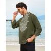imageCOOFANDY Mens Henley Shirt Vyshyvanka Long Sleeve African Print Shirts Casual Zip Up Cotton Linen Beach Hippie ShirtArmy Green