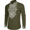 imageCOOFANDY Mens Henley Shirt Vyshyvanka Long Sleeve African Print Shirts Casual Zip Up Cotton Linen Beach Hippie ShirtArmy Green