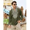 imageCOOFANDY Mens Henley Shirt Vyshyvanka Long Sleeve African Print Shirts Casual Zip Up Cotton Linen Beach Hippie ShirtArmy Green