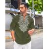 imageCOOFANDY Mens Henley Shirt Vyshyvanka Long Sleeve African Print Shirts Casual Zip Up Cotton Linen Beach Hippie ShirtArmy Green