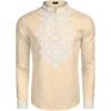imageCOOFANDY Mens Henley Shirt Vyshyvanka Long Sleeve African Print Shirts Casual Zip Up Cotton Linen Beach Hippie ShirtBeige