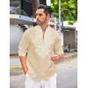 imageCOOFANDY Mens Henley Shirt Vyshyvanka Long Sleeve African Print Shirts Casual Zip Up Cotton Linen Beach Hippie ShirtBeige