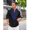 imageCOOFANDY Mens Henley Shirt Vyshyvanka Long Sleeve African Print Shirts Casual Zip Up Cotton Linen Beach Hippie ShirtBlack