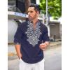 imageCOOFANDY Mens Henley Shirt Vyshyvanka Long Sleeve African Print Shirts Casual Zip Up Cotton Linen Beach Hippie ShirtBlue
