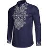 imageCOOFANDY Mens Henley Shirt Vyshyvanka Long Sleeve African Print Shirts Casual Zip Up Cotton Linen Beach Hippie ShirtBlue
