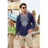 imageCOOFANDY Mens Henley Shirt Vyshyvanka Long Sleeve African Print Shirts Casual Zip Up Cotton Linen Beach Hippie ShirtBlue