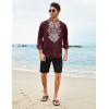 imageCOOFANDY Mens Henley Shirt Vyshyvanka Long Sleeve African Print Shirts Casual Zip Up Cotton Linen Beach Hippie ShirtDark Red