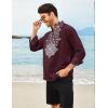 imageCOOFANDY Mens Henley Shirt Vyshyvanka Long Sleeve African Print Shirts Casual Zip Up Cotton Linen Beach Hippie ShirtDark Red