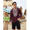 imageCOOFANDY Mens Henley Shirt Vyshyvanka Long Sleeve African Print Shirts Casual Zip Up Cotton Linen Beach Hippie ShirtDark Red
