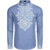 imageCOOFANDY Mens Henley Shirt Vyshyvanka Long Sleeve African Print Shirts Casual Zip Up Cotton Linen Beach Hippie ShirtDenim Blue