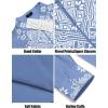 imageCOOFANDY Mens Henley Shirt Vyshyvanka Long Sleeve African Print Shirts Casual Zip Up Cotton Linen Beach Hippie ShirtDenim Blue