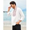 imageCOOFANDY Mens Henley Shirt Vyshyvanka Long Sleeve African Print Shirts Casual Zip Up Cotton Linen Beach Hippie ShirtFloral Print