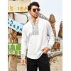 imageCOOFANDY Mens Henley Shirt Vyshyvanka Long Sleeve African Print Shirts Casual Zip Up Cotton Linen Beach Hippie ShirtLeaves Print