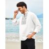 imageCOOFANDY Mens Henley Shirt Vyshyvanka Long Sleeve African Print Shirts Casual Zip Up Cotton Linen Beach Hippie ShirtLeaves Print