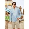 imageCOOFANDY Mens Henley Shirt Vyshyvanka Long Sleeve African Print Shirts Casual Zip Up Cotton Linen Beach Hippie ShirtLight Blue