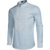 imageCOOFANDY Mens Henley Shirt Vyshyvanka Long Sleeve African Print Shirts Casual Zip Up Cotton Linen Beach Hippie ShirtLight Blue