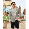 imageCOOFANDY Mens Henley Shirt Vyshyvanka Long Sleeve African Print Shirts Casual Zip Up Cotton Linen Beach Hippie ShirtLight Grey