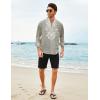 imageCOOFANDY Mens Henley Shirt Vyshyvanka Long Sleeve African Print Shirts Casual Zip Up Cotton Linen Beach Hippie ShirtLight Grey