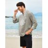 imageCOOFANDY Mens Henley Shirt Vyshyvanka Long Sleeve African Print Shirts Casual Zip Up Cotton Linen Beach Hippie ShirtLight Grey