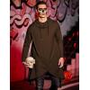 imageCOOFANDY Mens Hooded Poncho Cape Cloak Casual Asymmetric Hem Hoodie SweatshirtsDark Brown
