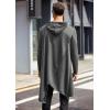 imageCOOFANDY Mens Hooded Poncho Cape Cloak Casual Asymmetric Hem Hoodie SweatshirtsDark Gray