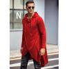 imageCOOFANDY Mens Hooded Poncho Cape Cloak Casual Asymmetric Hem Hoodie SweatshirtsRed