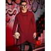 imageCOOFANDY Mens Hooded Poncho Cape Cloak Casual Asymmetric Hem Hoodie SweatshirtsWine Red