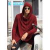 imageCOOFANDY Mens Hooded Poncho Cape Cloak Casual Asymmetric Hem Hoodie SweatshirtsWine Red