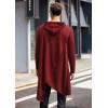 imageCOOFANDY Mens Hooded Poncho Cape Cloak Casual Asymmetric Hem Hoodie SweatshirtsWine Red