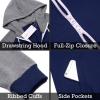imageCOOFANDY Mens Jumpsuit Onesie Rompers Drawtsring Hooded Full Zip One Piece Tracksuit with PocketsNavy Blue  Grey