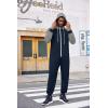 imageCOOFANDY Mens Jumpsuit Onesie Rompers Drawtsring Hooded Full Zip One Piece Tracksuit with PocketsNavy Blue  Grey