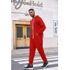imageCOOFANDY Mens Jumpsuit Onesie Rompers Drawtsring Hooded Full Zip One Piece Tracksuit with PocketsSolid Red