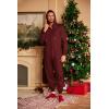 imageCOOFANDY Mens Jumpsuit Onesie Rompers Drawtsring Hooded Full Zip One Piece Tracksuit with PocketsWine Red