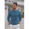 imageCOOFANDY Mens Knit Polo Shirts Long Sleeve Casual Button Down Ribbed Polo Shirt Fashion Golf ShirtsBlue