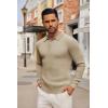 imageCOOFANDY Mens Knit Polo Shirts Long Sleeve Casual Button Down Ribbed Polo Shirt Fashion Golf ShirtsKhaki